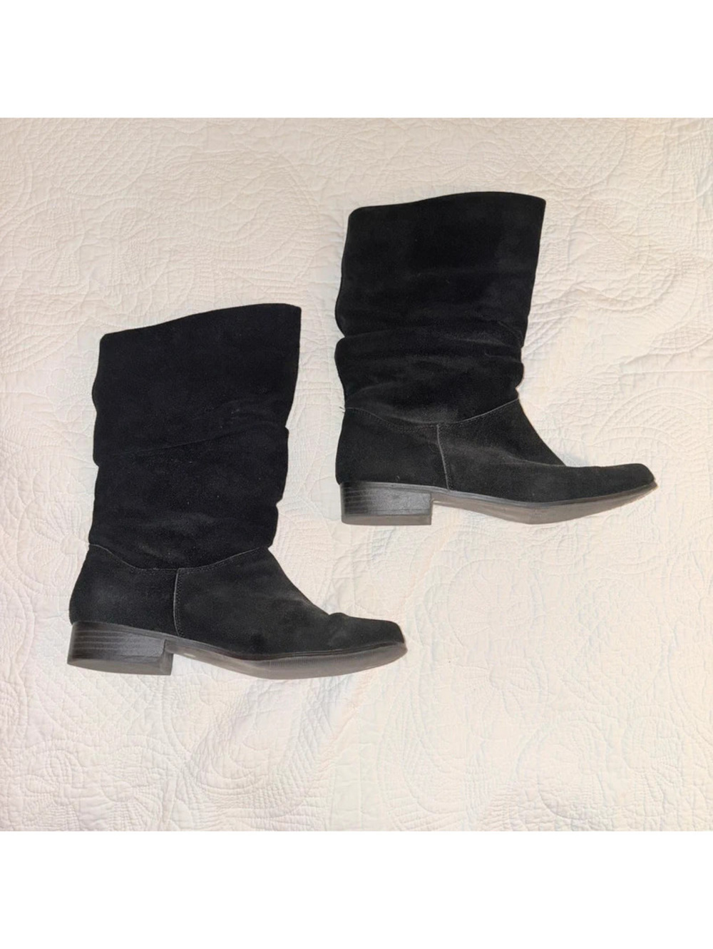 Black Fall Chic 2000’s suede type midi boots